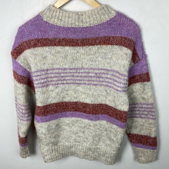 Heartloom Cecily Striped Chunky Knit Sweater‎ Size XS Purple Fuzzy Grandpa Boho - Picture 5 of 9